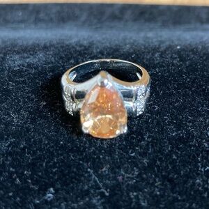 5/$15 Diamond Candle Silver Ring with Orange Gemstone 8